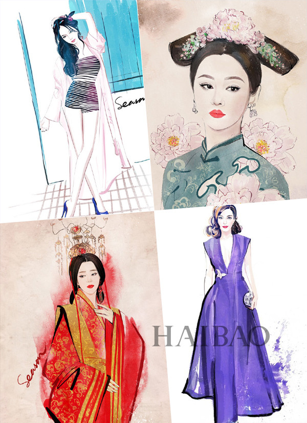 廣東服裝學(xué)院訊,，資深插畫師呈現(xiàn)范冰冰,、舒淇等眾多明星時(shí)尚美艷的一面
