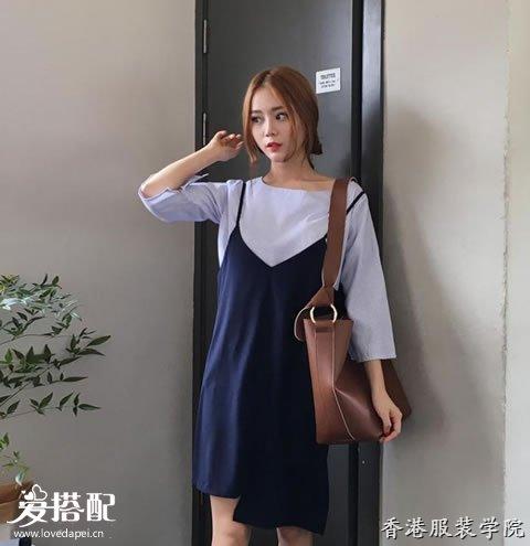 無袖連衣裙+內(nèi)搭襯衫